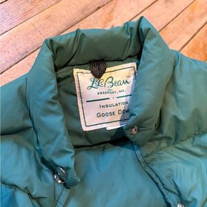 L.L. Bean Womens vintage 90s 80s dark green Goose Down Puffer Jacket